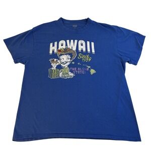 Brisco Brands Betty Boop Hawaii Shirt Men's Sz XL Blue Cotton Vintage Style Hula